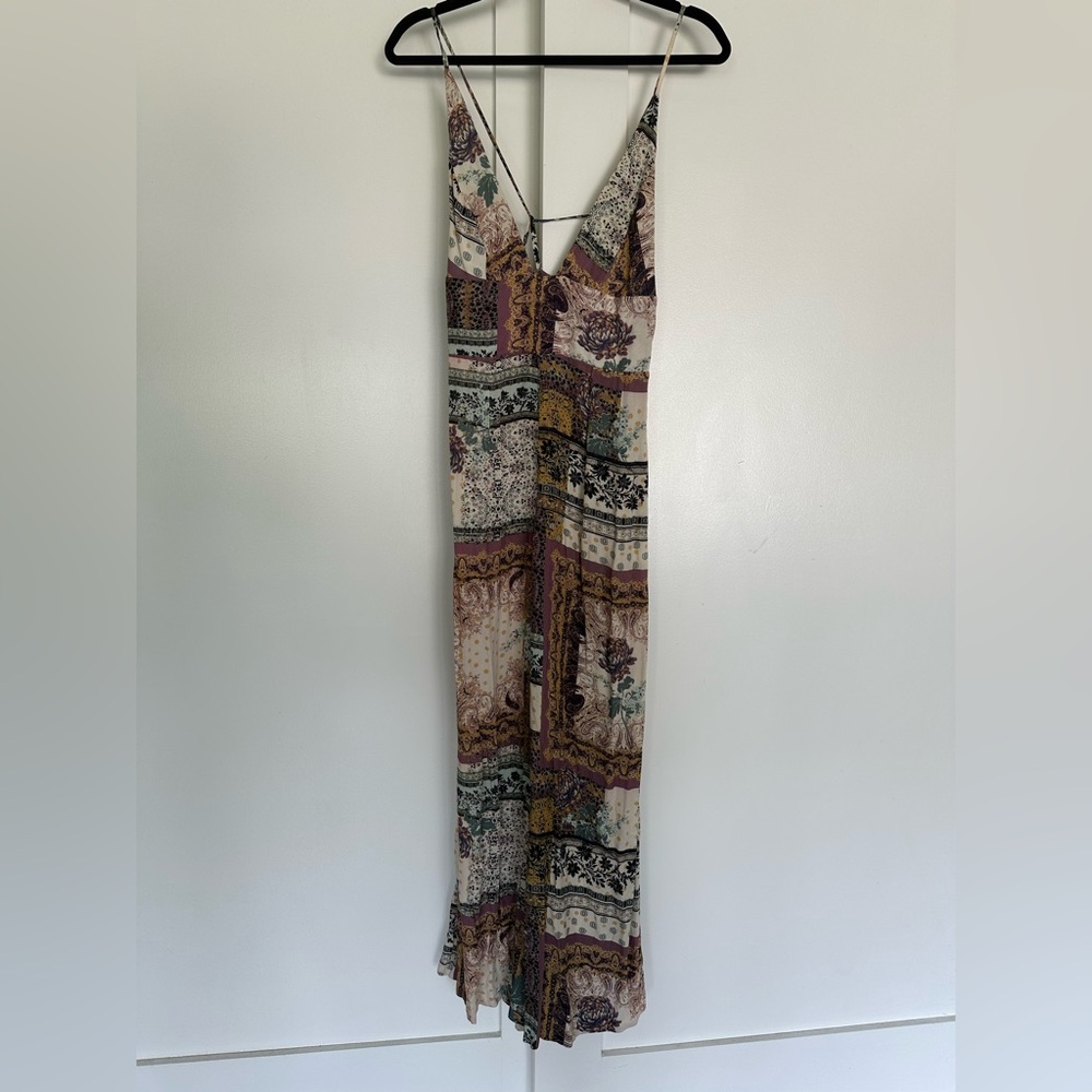 Free People Margarita Patchwork Jumpsuit 4 Boho Hippie Festival Paisley Wide Leg - Picture 3 of 16